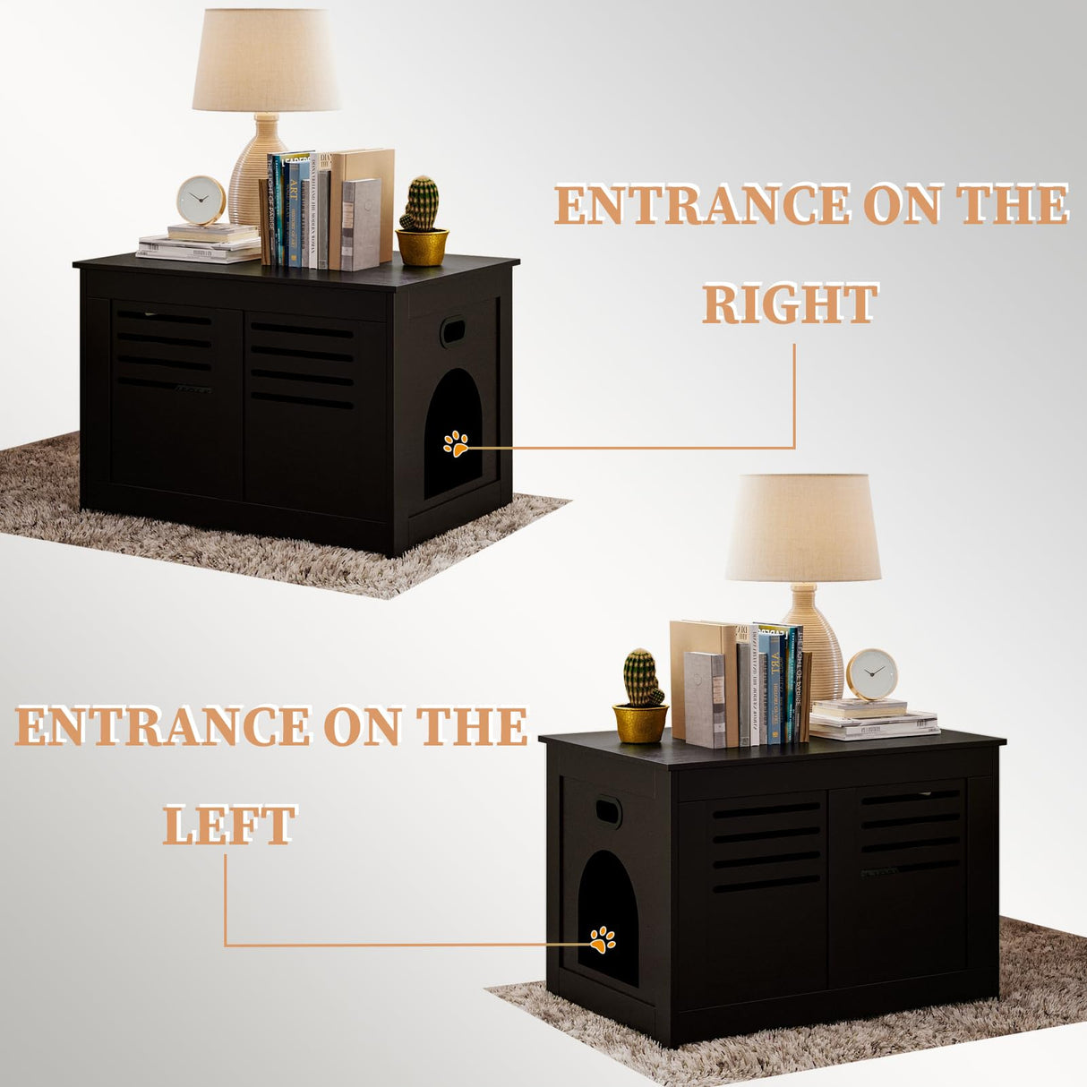 DINZI LVJ Litter Box Enclosure Furniture, Flip Top Hidden Litter Box with Good Ventilation, Litter Box Cabinet, Wooden Cat Washroom Fit for Most of Cat and Litter Box, Indoor Cat House, Espresso DINZI LVJ