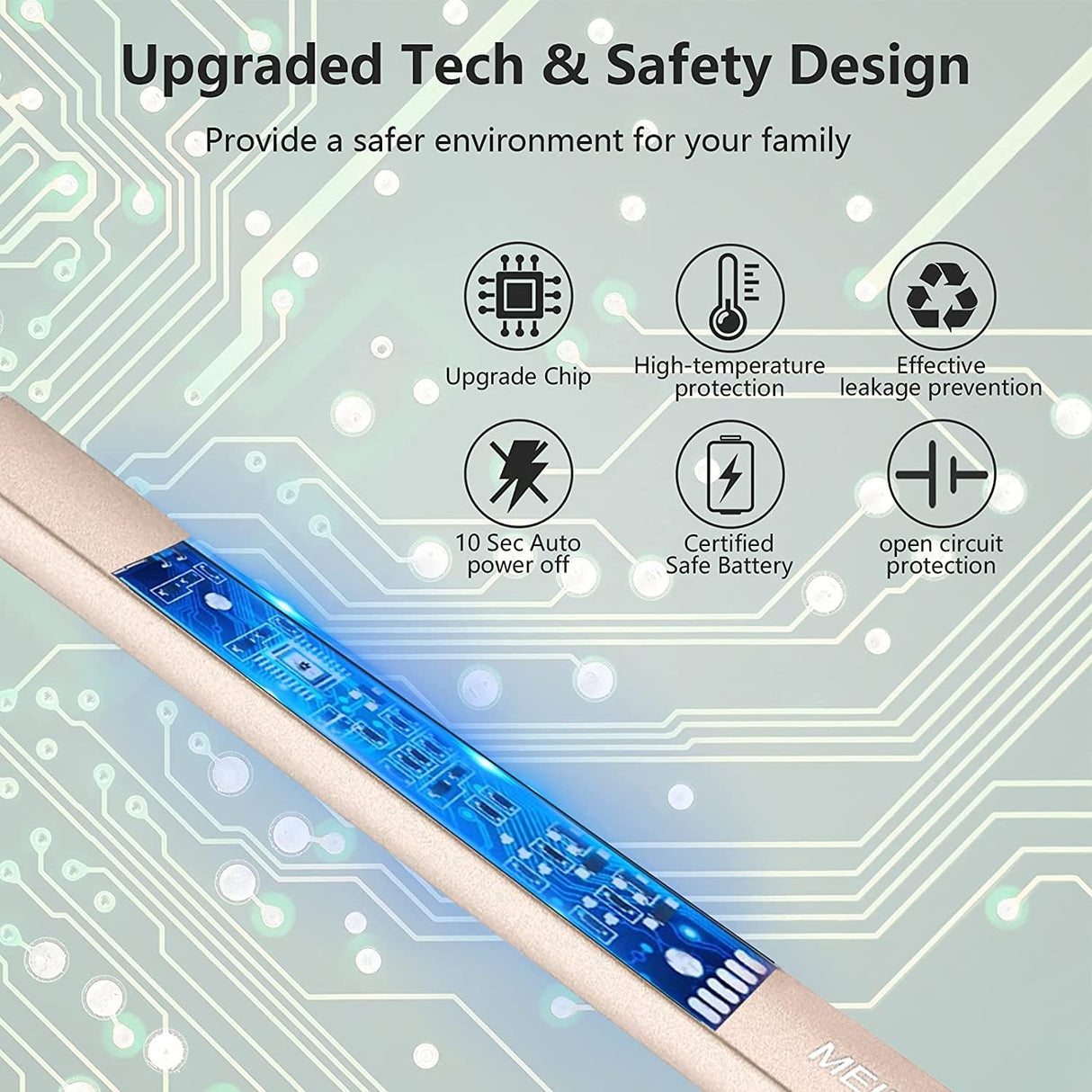 MEIRUBY Lighter Electric Candle Lighter Long Electronic Rechargeable USB Lighter Arc Windproof Flameless Lighters for Candle Camping BBQ Birthday Women's Day Gifts for Women Mom Wife Men, Gold MEIRUBY