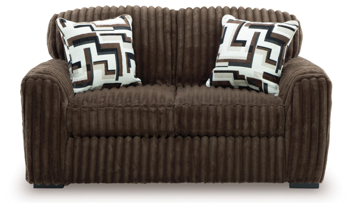 Signature Design by Ashley Midnight-Madness Modern Anti Sage Loveseat with Reversible Cushions, Dark Brown Signature Design by Ashley