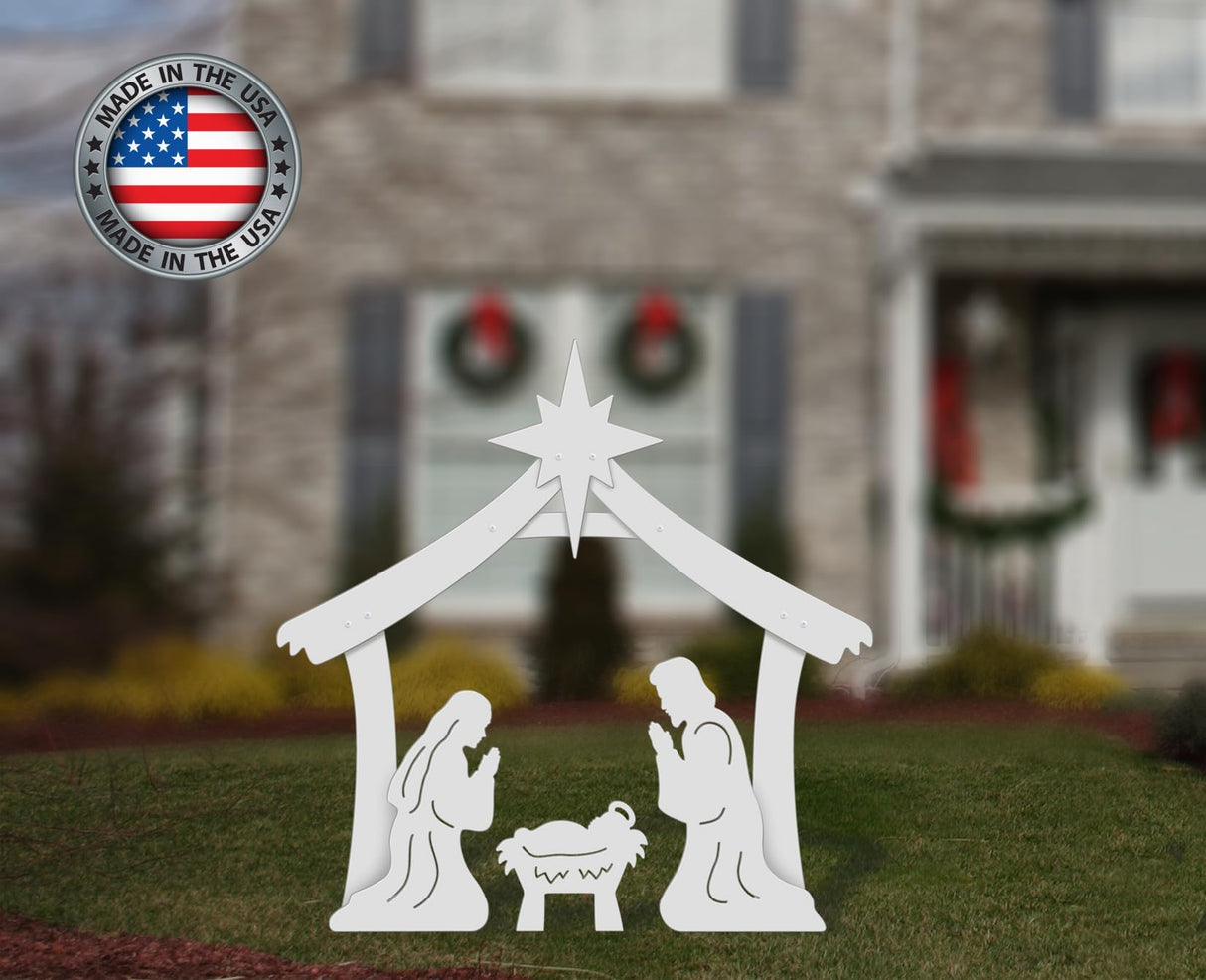 FrontYard Originals All-Weather Outdoor Holy Family Nativity, Waterproof, Made in USA, 4ft Tall, Durable Material, Simple Assembly, Easy Storage, Yard Nativity Set FrontYard Originals