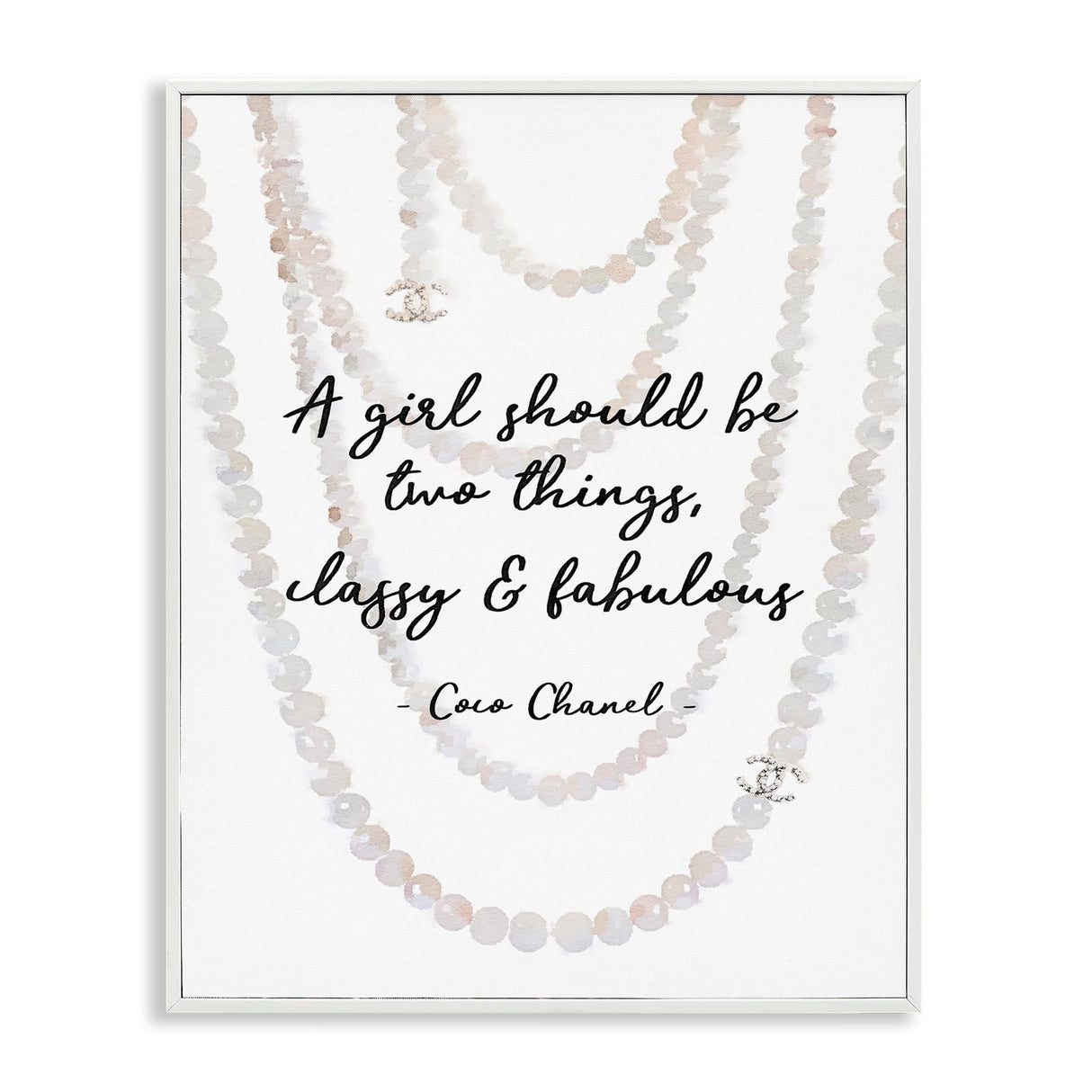 Stupell Industries Classy and Fabulous Fashion Quote with Pearls, Design by Amanda Greenwood White Framed Wall Art, 11x14 Stupell Industries