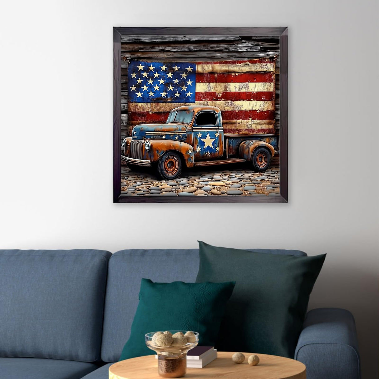 CEOVR Truck Diamond Painting Kits for Adults, American Flag Diamond Art Dots 5D Full Drill DIY Gem Art for Beginner, Adult Crafts Kits Arts and Crafts, Wall Decor for Home Office 12x12in CEOVR