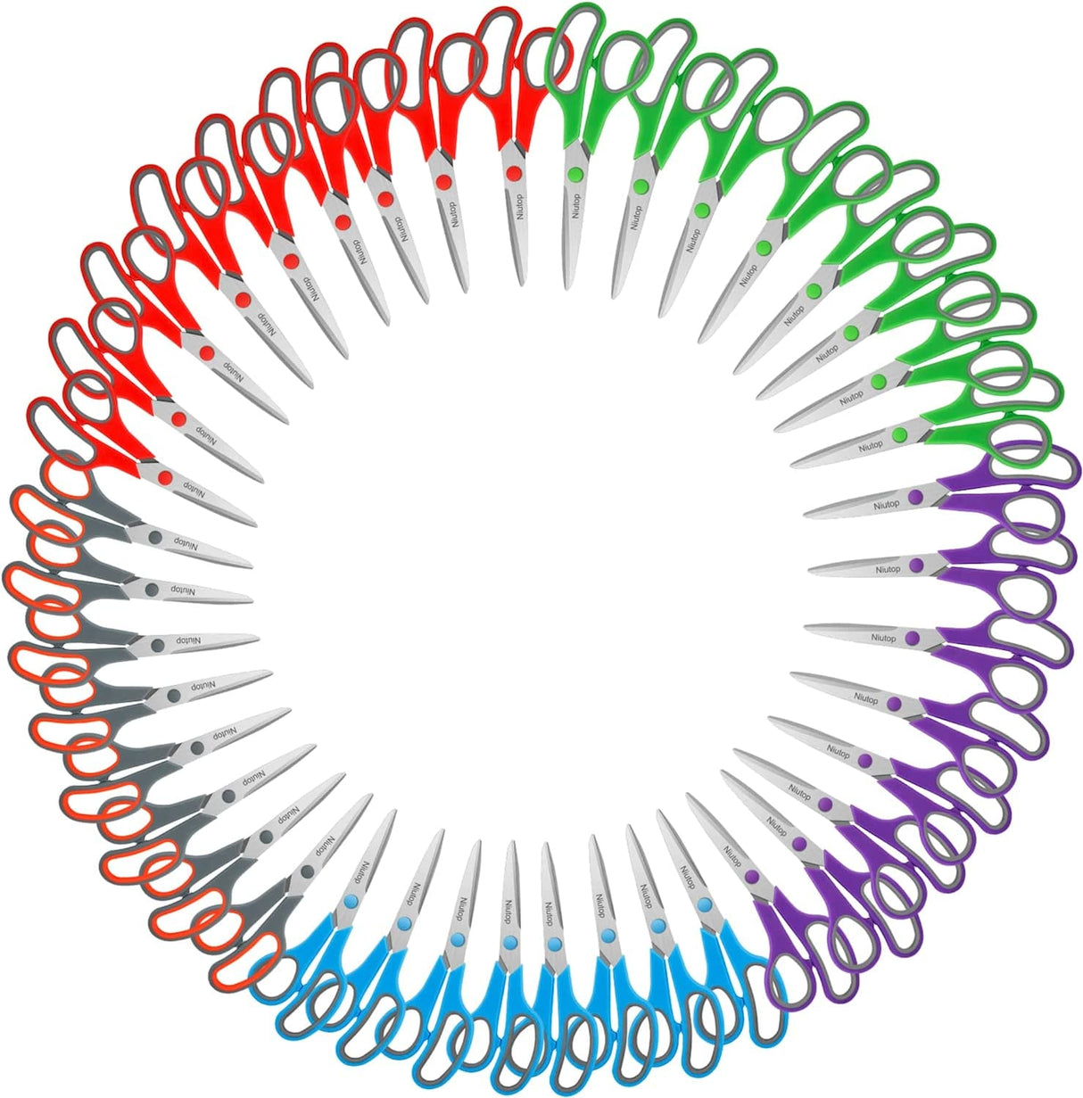 Scissors Bulk Set of 40-Pack, Niutop 8" Multipurpose Sharp Sewing Craft Fabric Scissors for Office Home High/Middle School Student Office Teacher Art Supplies, Soft Comfort-Grip Right/Left Handles Niutop