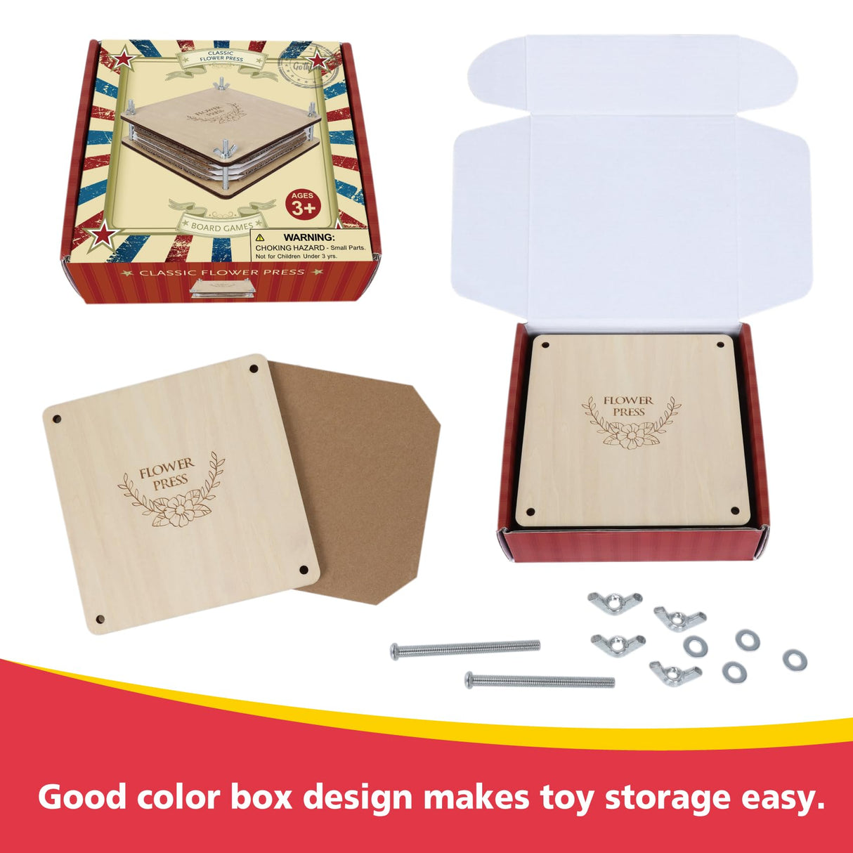 GOTHINK Flower Press Kit - 6 Layers 6 x 6 Inches, Easy to Use, DIY Dried and Preserved Flowers and Leaves, Plants Art & Crafts Wooden Flower Pressing Kit for Adults and Kids GOTHINK