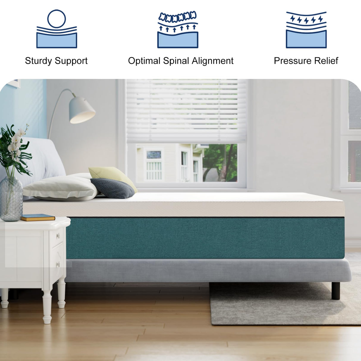 Lukace Twin Mattress,8 Inches Twin Size Memory Foam Mattress in a Box with Pressure Relief Sleep,No Fiberglass,Blue,39" X 75" X 8" Lukace