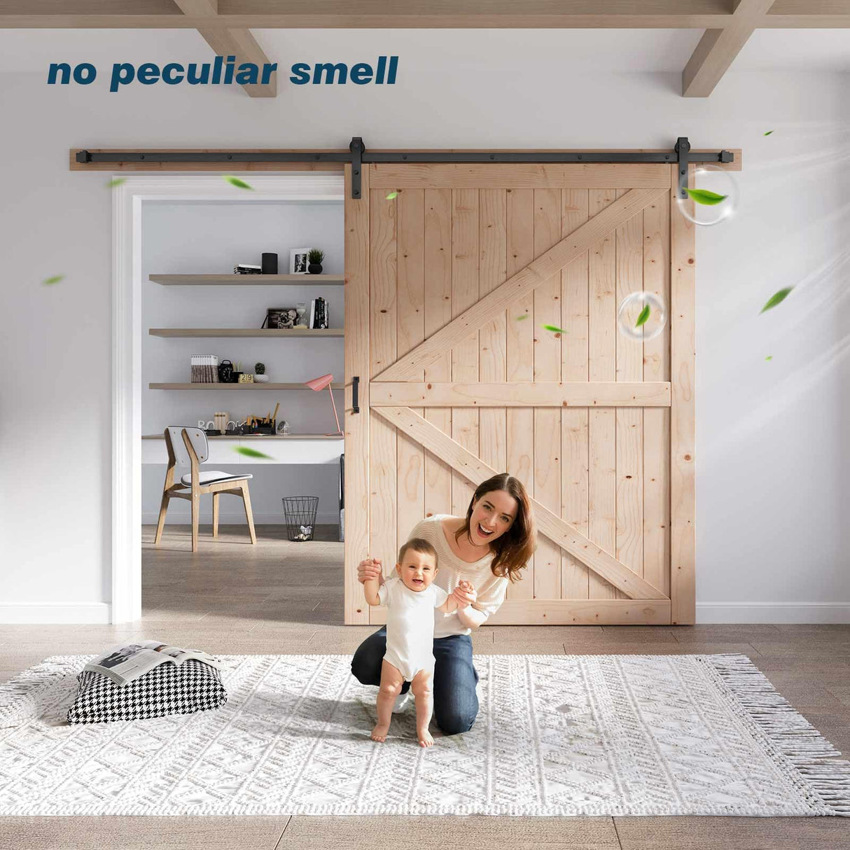 FREDBECK 60in x 84in Wood Barn Door with 10FT Barn Door Hardware Kit Included K Shape Solid Spruce Wood Panel Need to Assembly FREDBECK