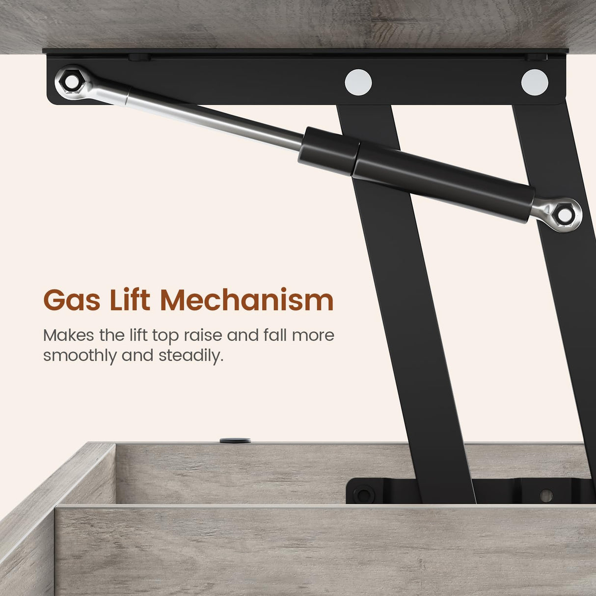 Itaar Lift Top Coffee Table, 4 in 1 Coffee Tables with Storage and Hidden Compartment, Farmhouse Coffee Table with 2 Fabric Drawers & LED Light for Living Room, Grey Oak Itaar