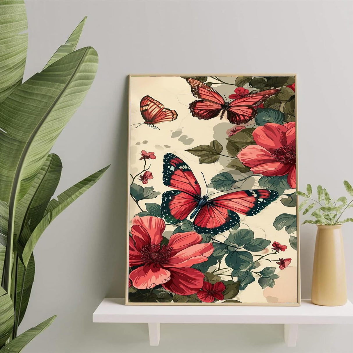 hyzsj Paint by Number for Adults Framed Canvas, DIY Butterfly Arts and Crafts for Adults Beginner with Wooden Easel, Paint Brushes, Acrylic Paint Set for Home Wall Decor(11.8x15.7inch hyzsj