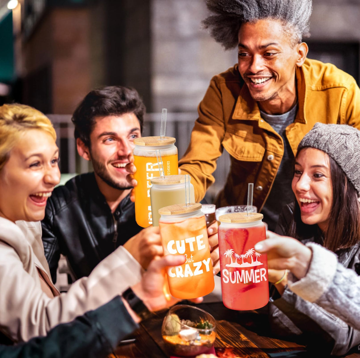 MAFYE Sublimation Glass Blanks With Bamboo Lid, 16OZ Frosted Sublimation Beer Can Glass with Glass Straws Gift Box Mason Jar Cups Mug Travel Tumbler for Beer, Juice, Soda, Iced Coffee, Drinks(8 PACK) MAFYE