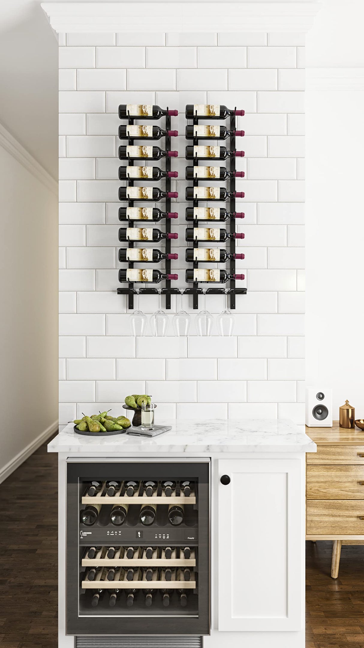 VintageView W Series Wine Rack 2 - Single Depth, Metal Wall Mounted Wine Rack - Modern, Easy Access Wine Storage - Space Saving Wine Rack with 6 Bottle Storage Capacity (Matte Black) VintageView