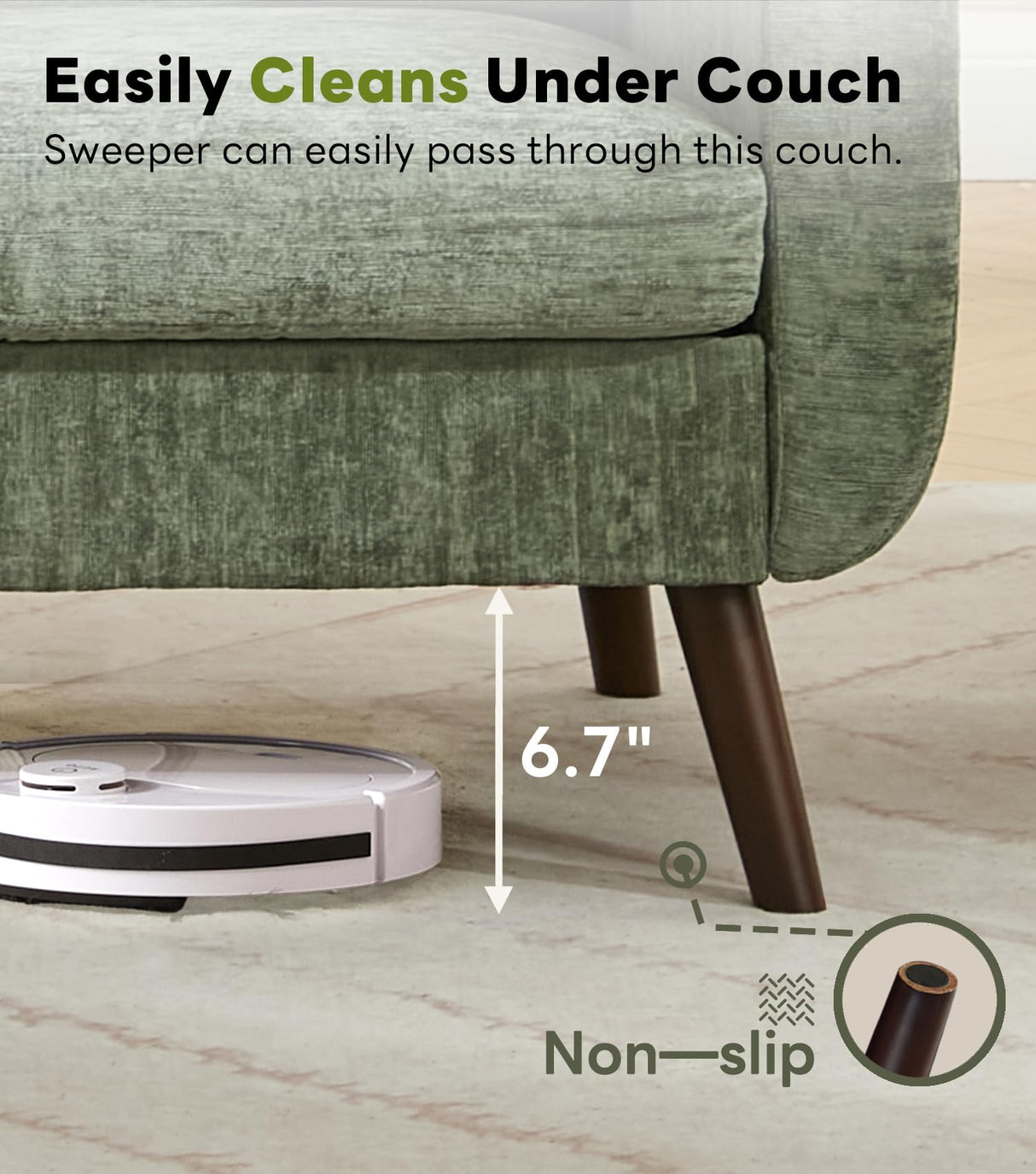 Tbfit 77.2" W Linen Sofa Couch, Mid Century Modern Decor Loveseat Couches for Living Room, Button Tufted Upholstered Small Couch for Bedroom, Solid, and Easy to Install Love Seats Furniture, Green Tbfit