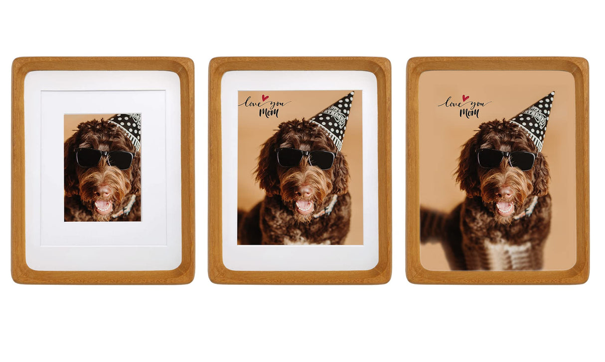 Natural Wood Photo Frames Inspired Tabletop Picture Frame with Mat, Vertical or Horizontal Display (Teak, 11x14 matted to 5x7/8x10) WoodArtSupply