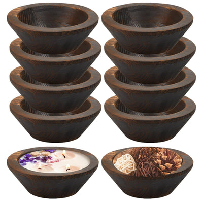 Tiangrid Wooden Dough Bowls Bulk Vintage Round Hand Carved Wood Bowl for DIY Candle Home Crafts Making Bread Dough Farmhouse Fruits Supplies Decoration