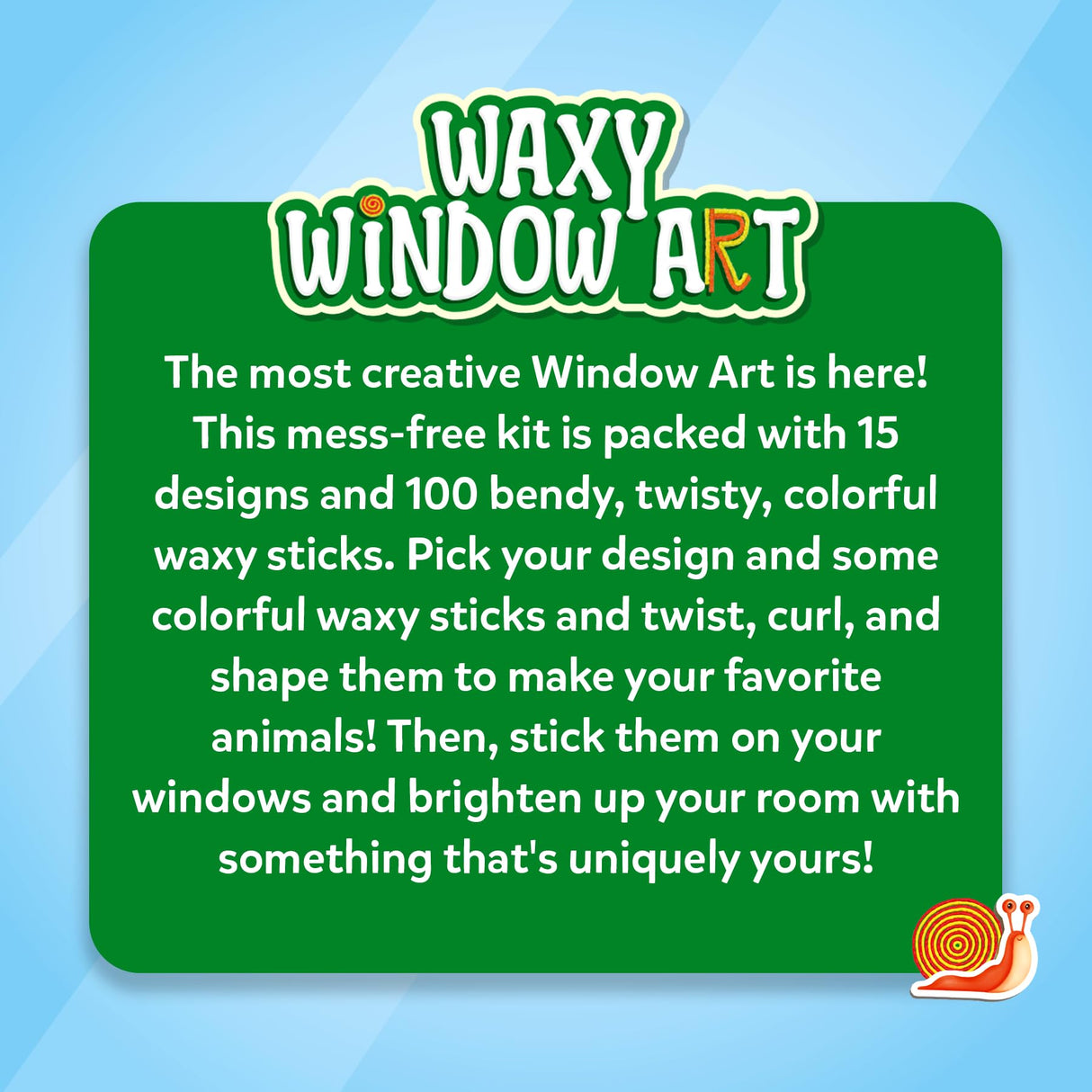 Skillmatics Waxy Window Art - 100 Bendable Waxy Sticks for Mess-Free DIY Fun, Reusable 100% Organic Beeswax Craft Kit, Travel Friendly, Creative Gifts for Girls & Boys Ages 5, 6, 7, 8, 9, 10, 11, 12 Skillmatics