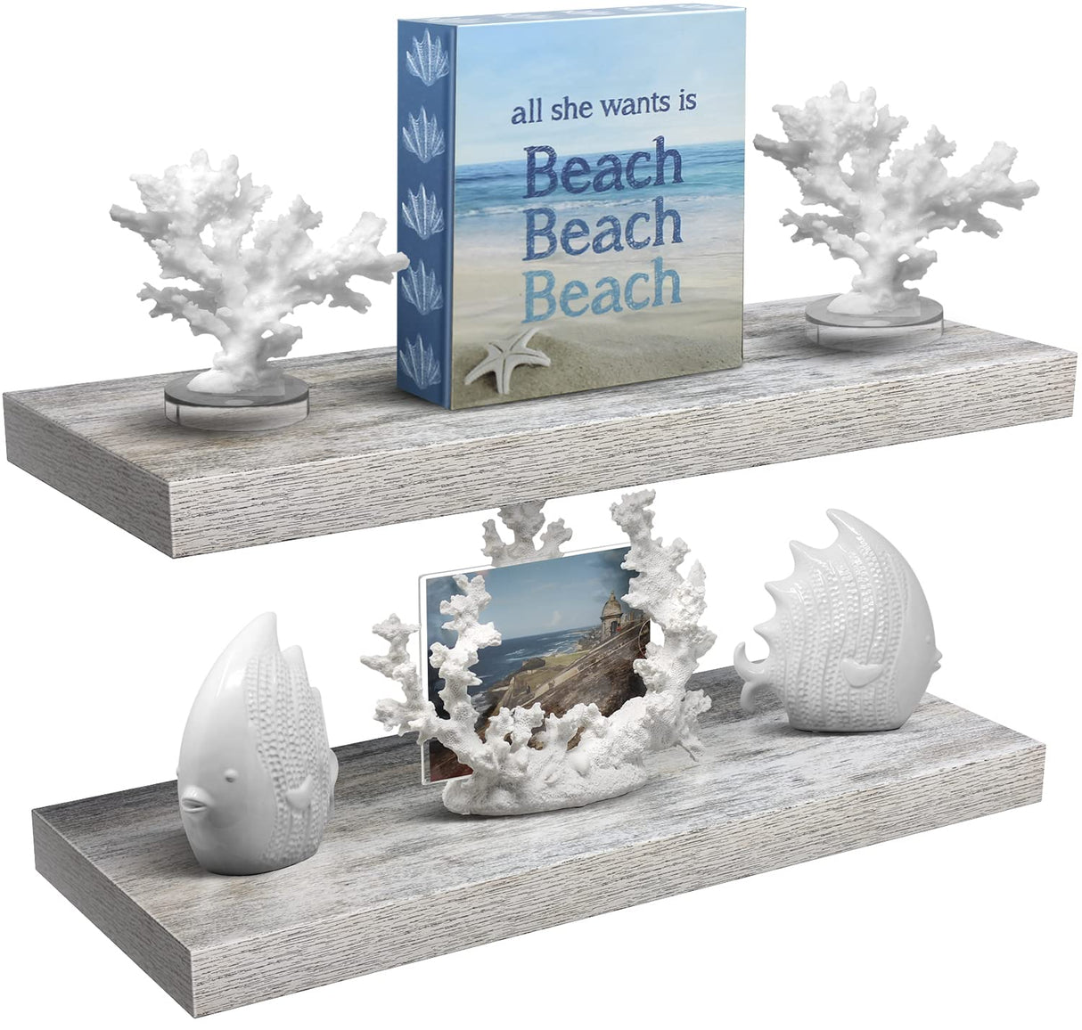 Rustic Sorbus Floating Wall Shelves – 24 x 9 Inch Decorative Storage, 2 Pack for Home, Kitchen, and Bathroom Sorbus