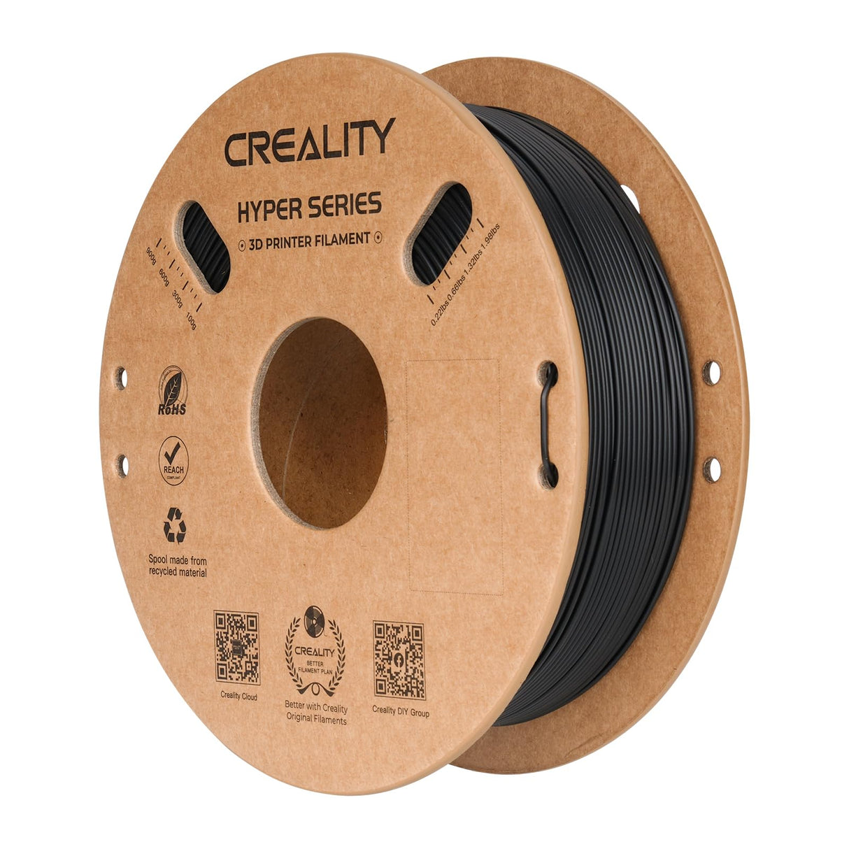 Creality Hyper PLA 3D Printer Filament, PLA Filament 1.75mm, Designed for High Speed 30-600mm/s, Dimensional Accuracy ± 0.03 mm, Fit Most 3D Printers, 1kg Spool (2.2lbs) (PLA-Black) Creality