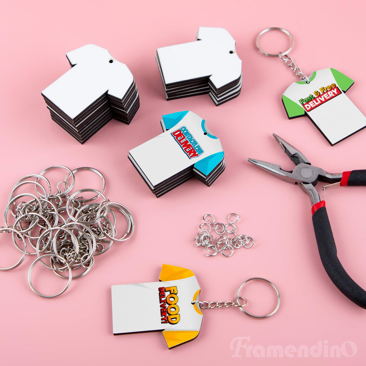 Framendino, 72 Pack Sublimation Blanks Keychain Sports Keychain MDF Double Sided Heat Transfer Football Keychains Framendino