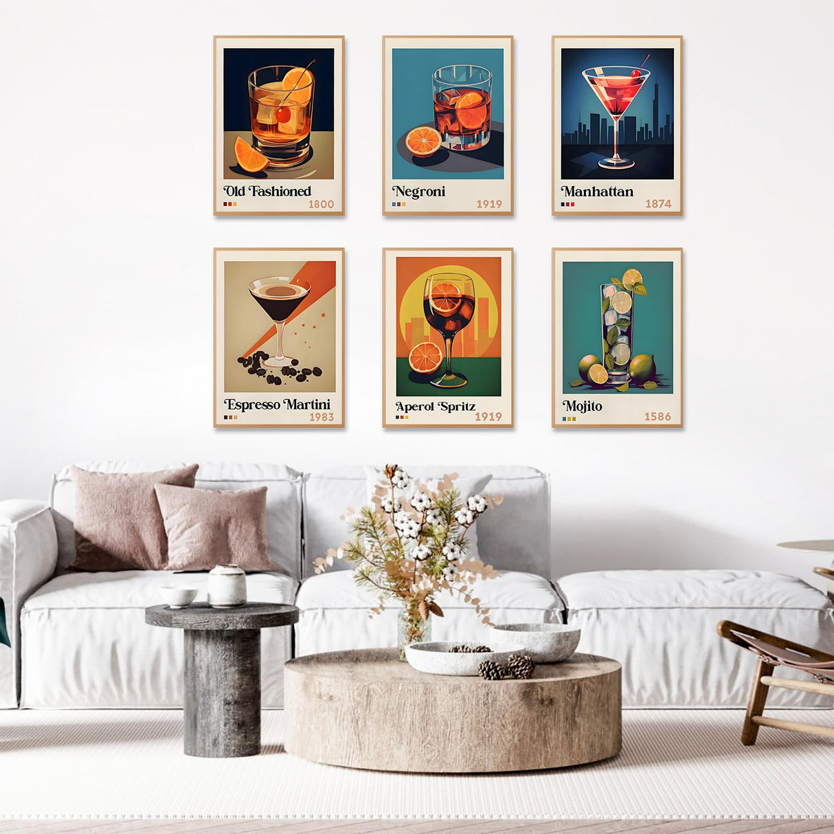 6 Pack Paint by Numbers Kit for Adults Beginner, Cocktail Adult Paint by Number Kits on Canvas, Cocktail DIY Acrylic Oil Painting by Numbers Kits, Perfect for Home Decor 10x14 Inch Okarina