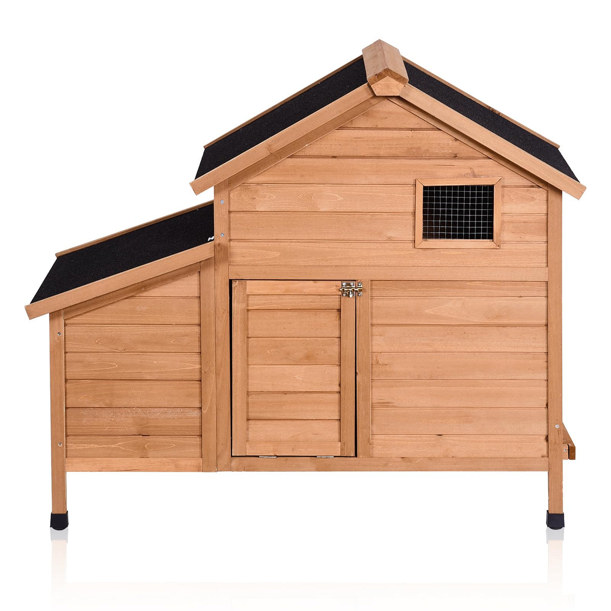 Narkula Outdoor Chicken Coop, Duck House with Nesting Box/Pull Out Tray/Secure Doors, Wooden Small Chicken Cage Weatherproof/Ventilation, 42.91" x 38.58" x 28.74", Brown NARKULA