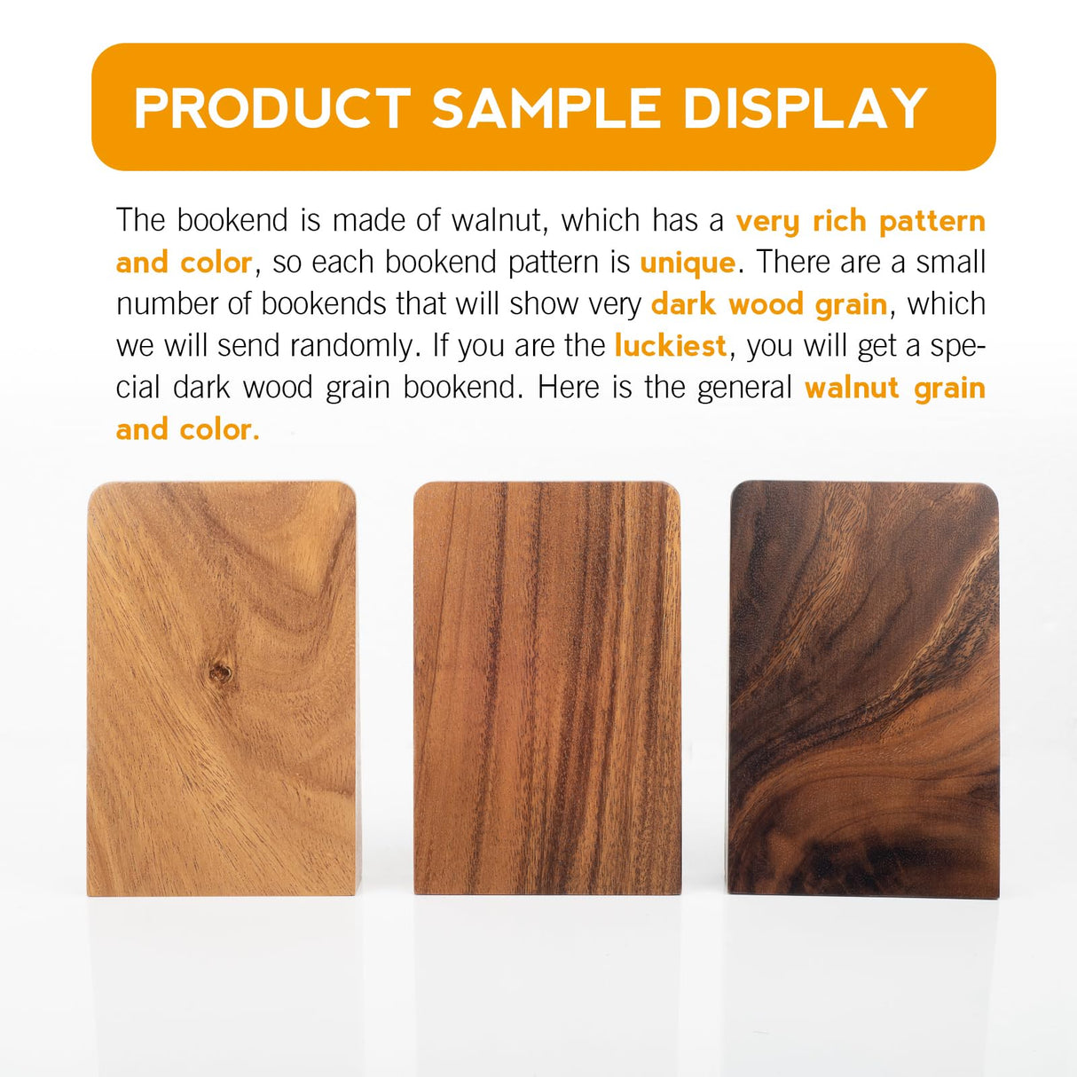 DRELIFAM Walnut Book Ends Heavy Duty Handmade Bookends for Shelves Book Ends Decorative to Hold Heavy Books (Walnut Wood Large) DRELIFAM