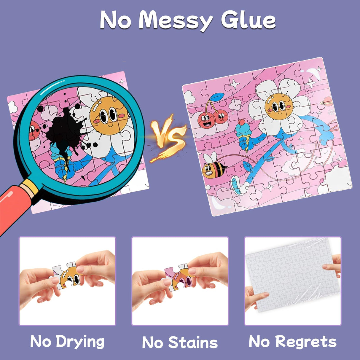 Adhesive Puzzle Saver Sheets, 8pcs Puzzles Glue Sheets, Peel and Stick Puzzle Sticker Sheets Preserve 1000 Pieces Jigsaw Puzzles in Minutes KIAFUM