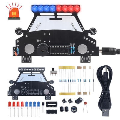 Soldering Learning Kit, ICSTATION Police Car Soldering Project with 3 Lighting Modes DIY Police Car Soldering Practice Kit with Simulated Siren Sound for Back to Students Learning and Teaching