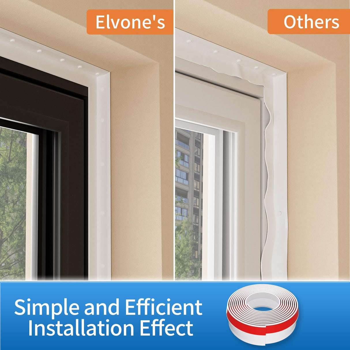 Elvone Garage Door Seal Top and Sides, 40 FT Universal TPE Weather Stripping Garage Door Trim Seal Weatherproofing Garage Door Seals with Nails and Lids in White Elvone