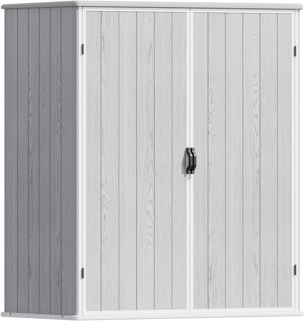 Patiowell Outdoor Storage Shed 5x3 FT, Plastic Garden Organizer Cabinet with Lockable Doors & Strong Roof for Patio Furniture, Pool Accessories, Lawn Tools, Light Grey Patiowell