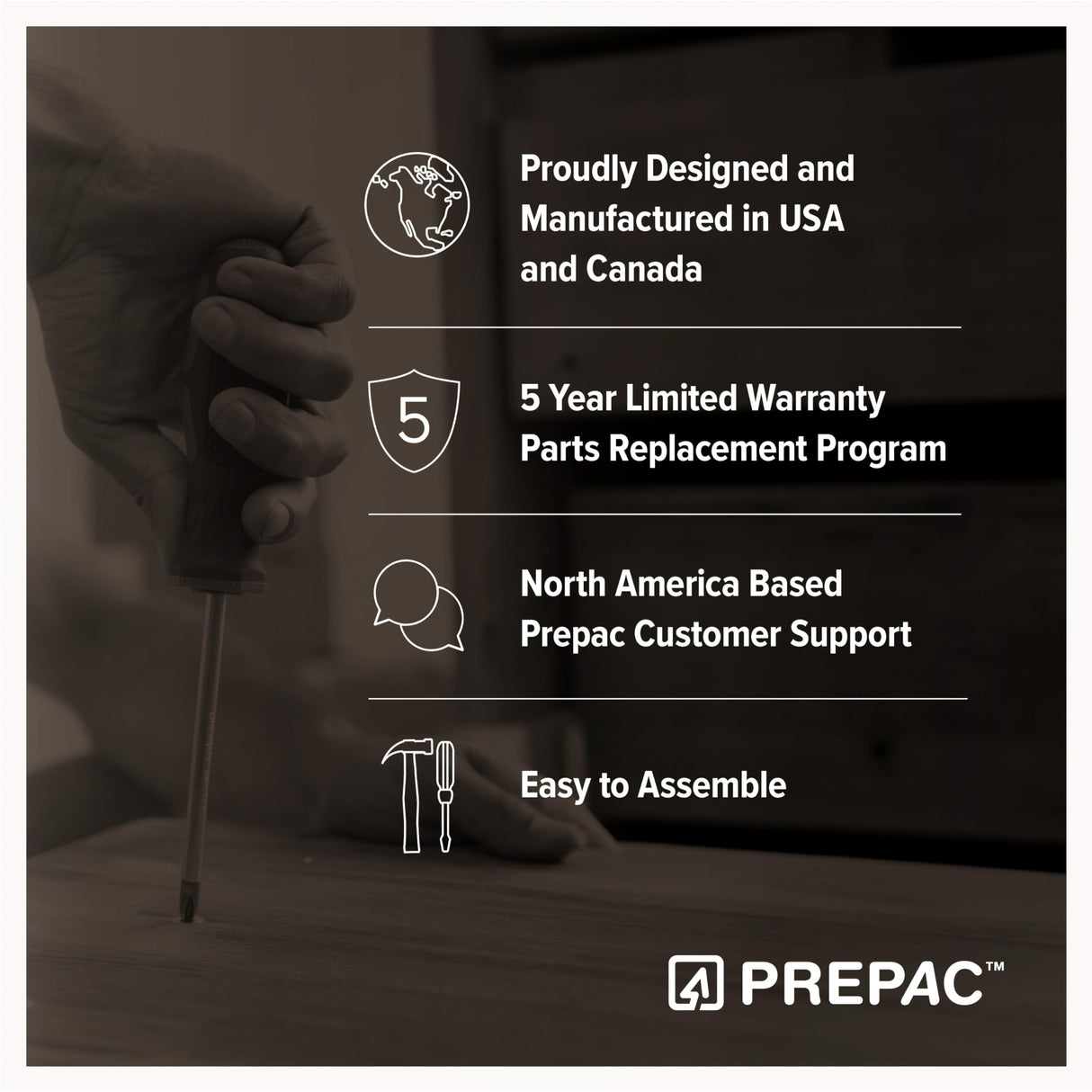 Prepac Sonoma Traditional 5-Drawer Tall Dresser for Bedroom, Functional Bedroom Dresser Chest of Drawers 17.75" D x 31.5" W x 44.75" H, Washed Black, HDC-3345 Prepac