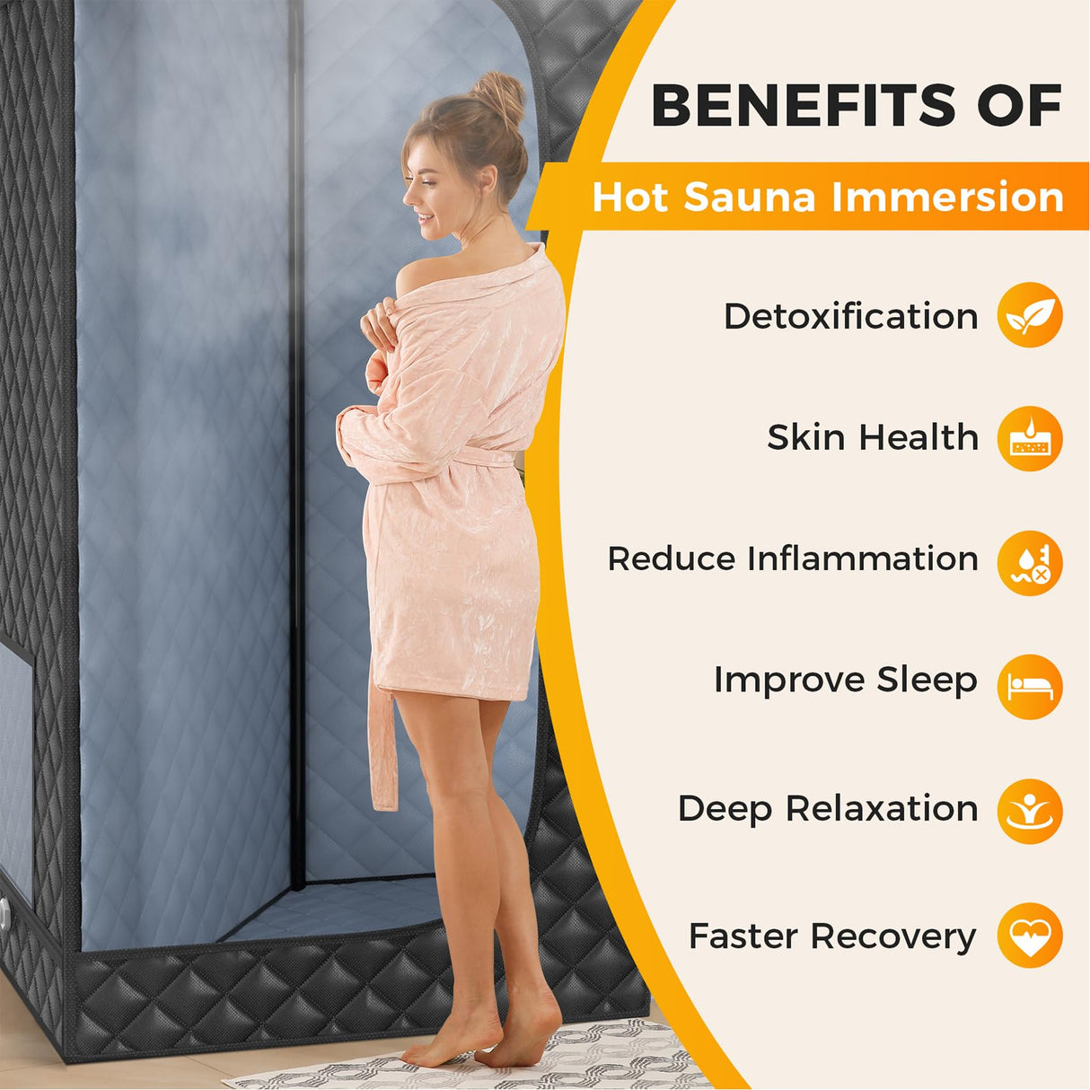 Lajou Portable Sauna Box for Home Steam Sauna Indoor Foldable Sauna Tent Personal Full Body Spa with 3L 110V 1200W Steamer, Remote Control, Folding Chair, 9 Levels, Black, 35.4"x35.4"x70.9" Lajou