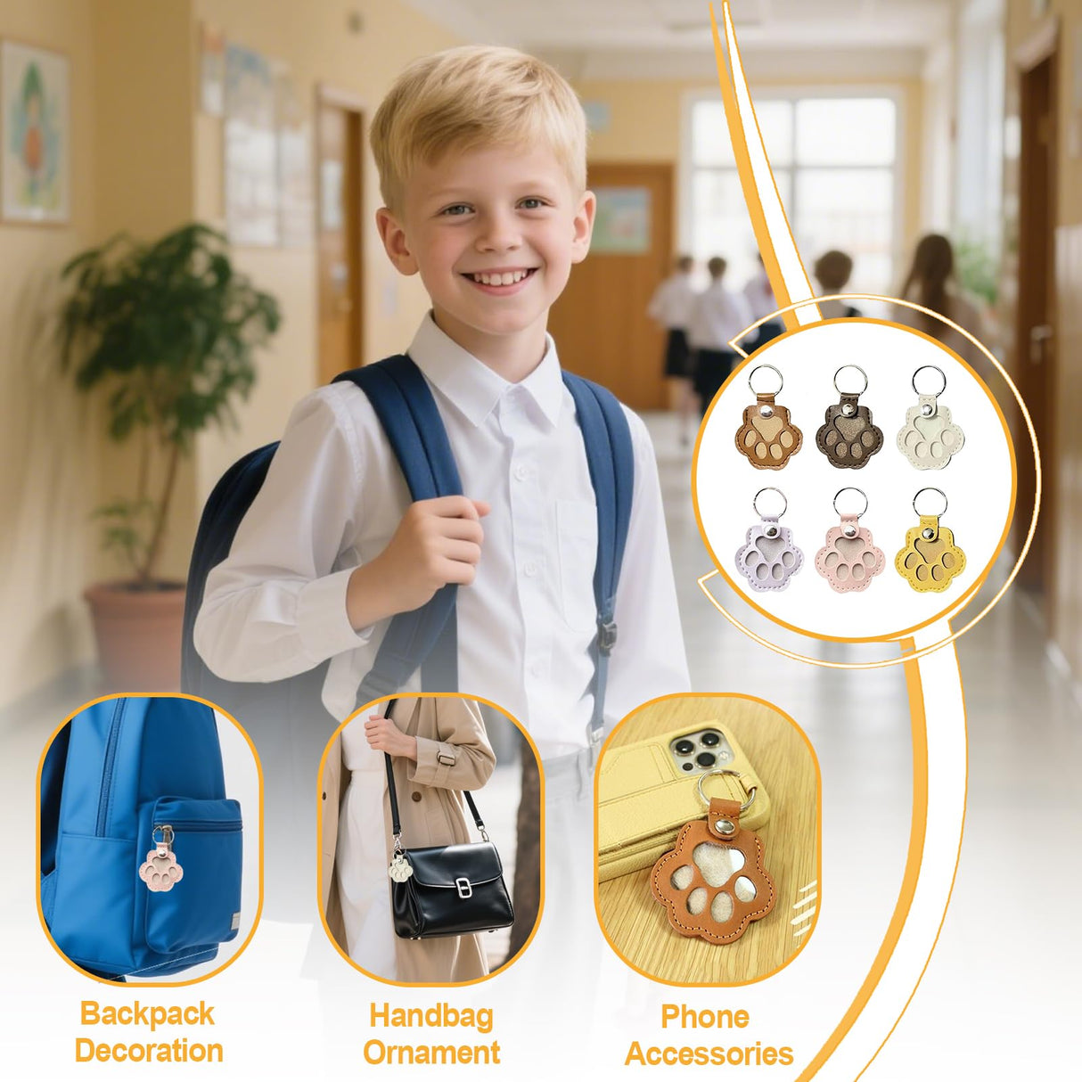 Xoprmey 6Pcs Pet Hair Storage Keychain - Dog Cat Paw Shaped Keychain,Pet Hair Keepsake Keychains,Pet Memorial Gifts for Bag Purse Paw Charm Key Holder Xoprmey