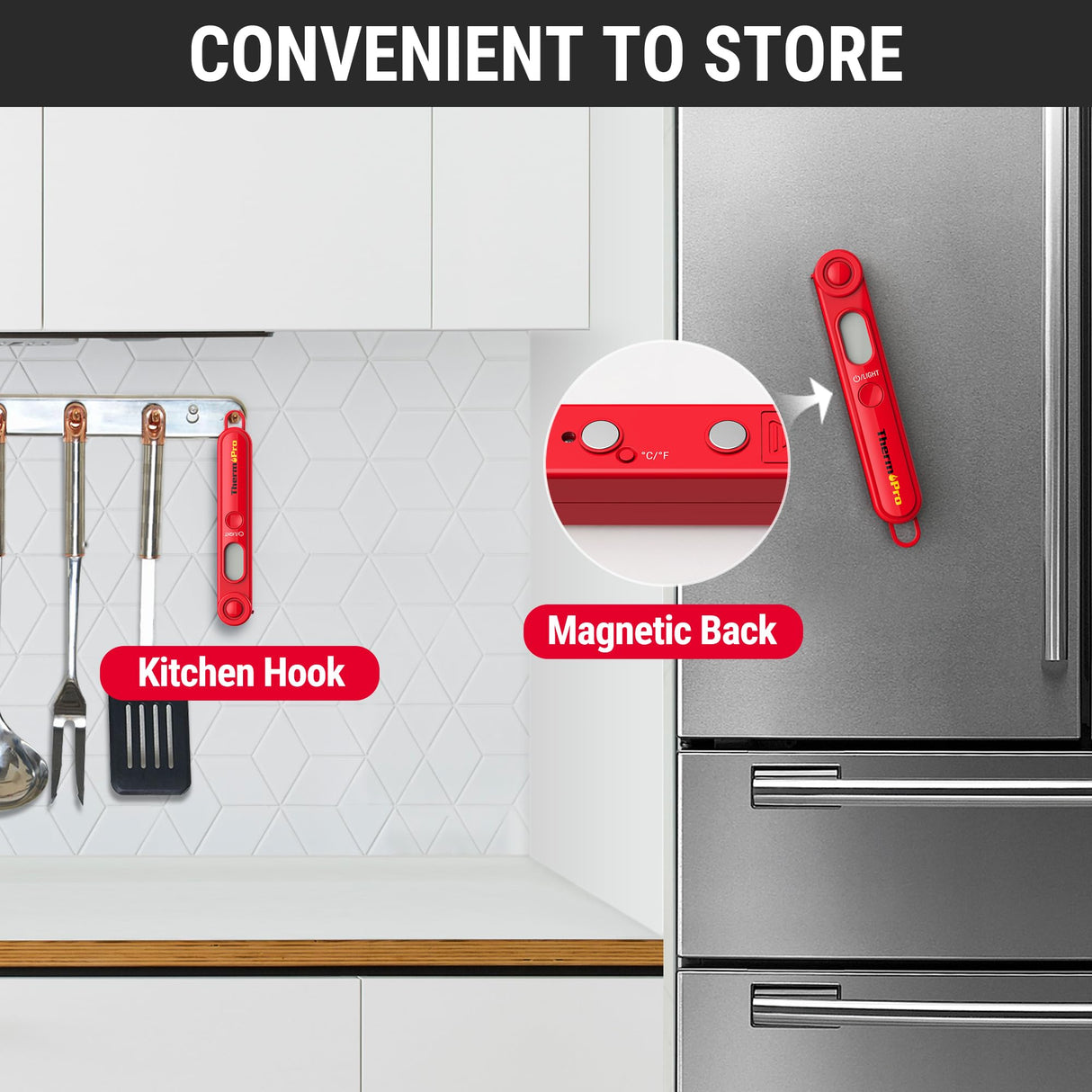 ThermoPro TP03B Digital Meat Thermometer for Cooking, Instant Read Thermometer with Backlight, Kitchen Food Thermometer for Grill Smoker BBQ Oil Deep Fry Candy Bread Coffee with Pop-up Meat Probe ThermoPro