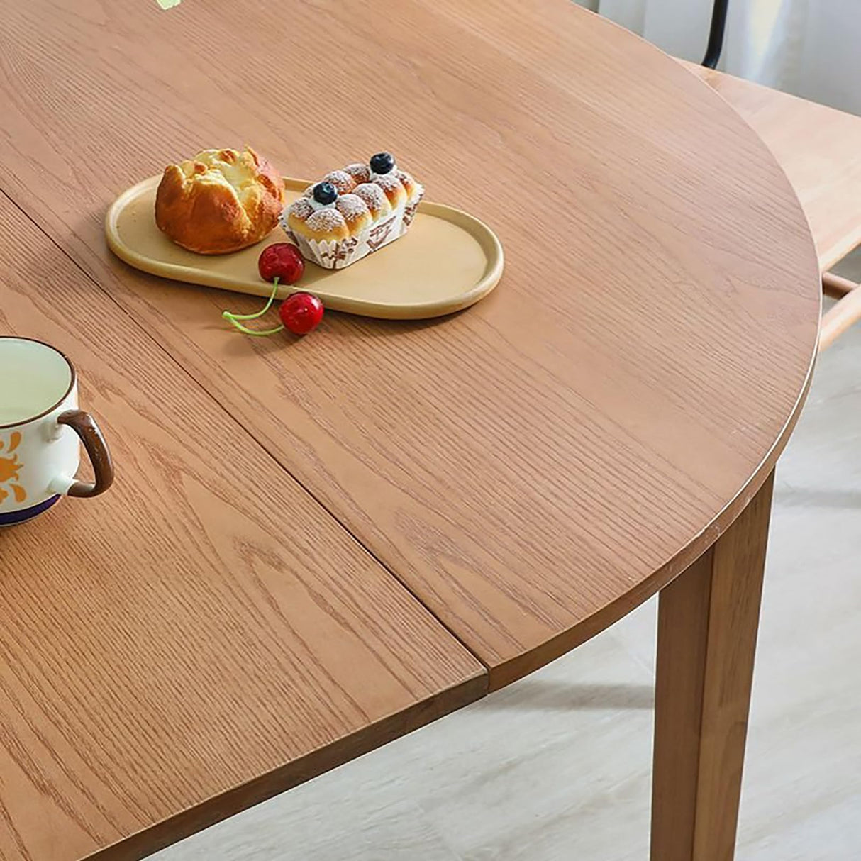 Lebolna Rubber Wood Dining Table,Creative Expandable,Round to Oval Dining Table for 2,4,6,8,10,Mid-Century Modern Solid Wood Kitchen Dining Room Table,Without Chairs(35.4"-51.1", Walnut) Lebolna