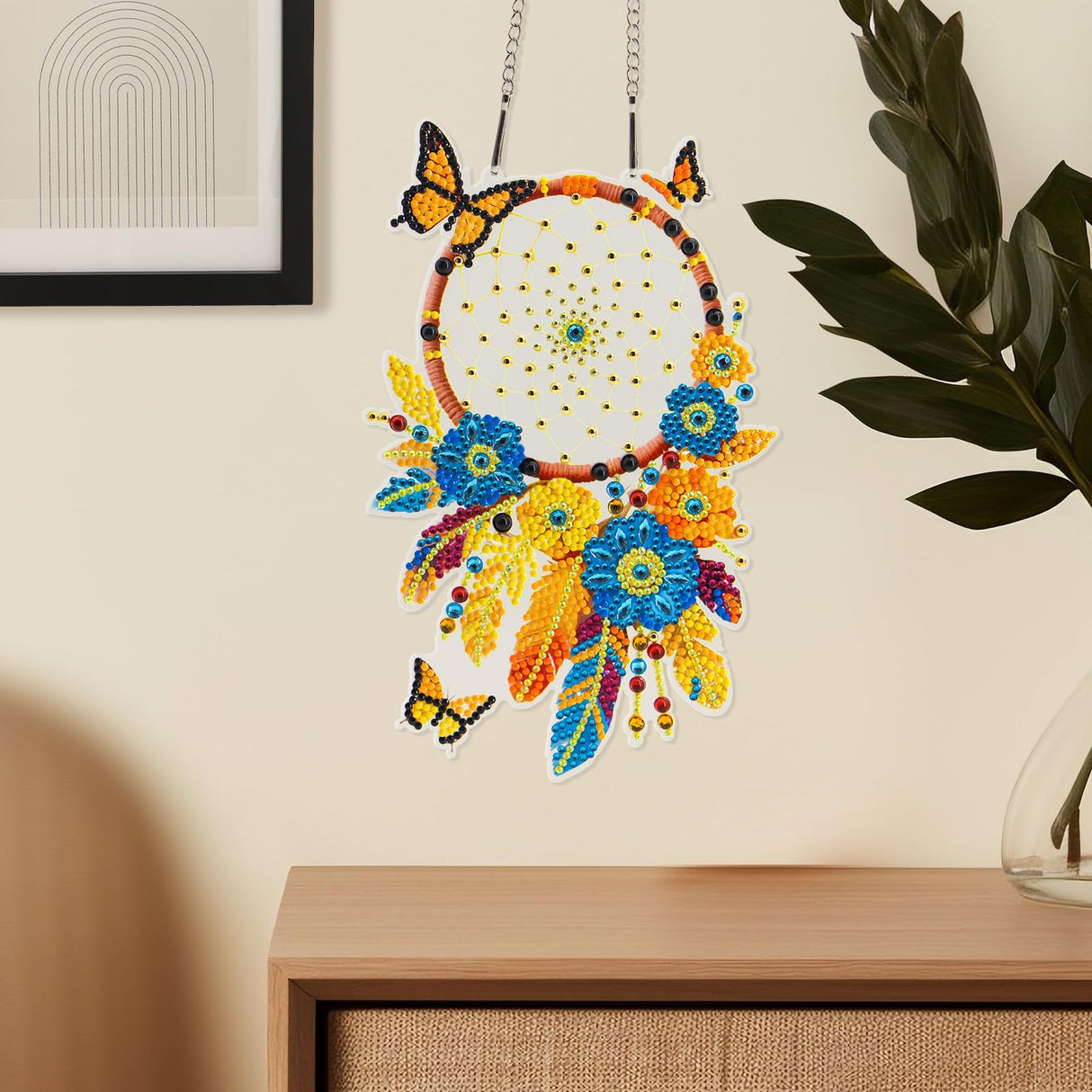 geesfayan Hanging Diamond Art Kits,Diamond Painting Suncatchers, DIY Gem Art Craft Painting Kit, Home and Garden Decor(Dream Catcher) geesfayan