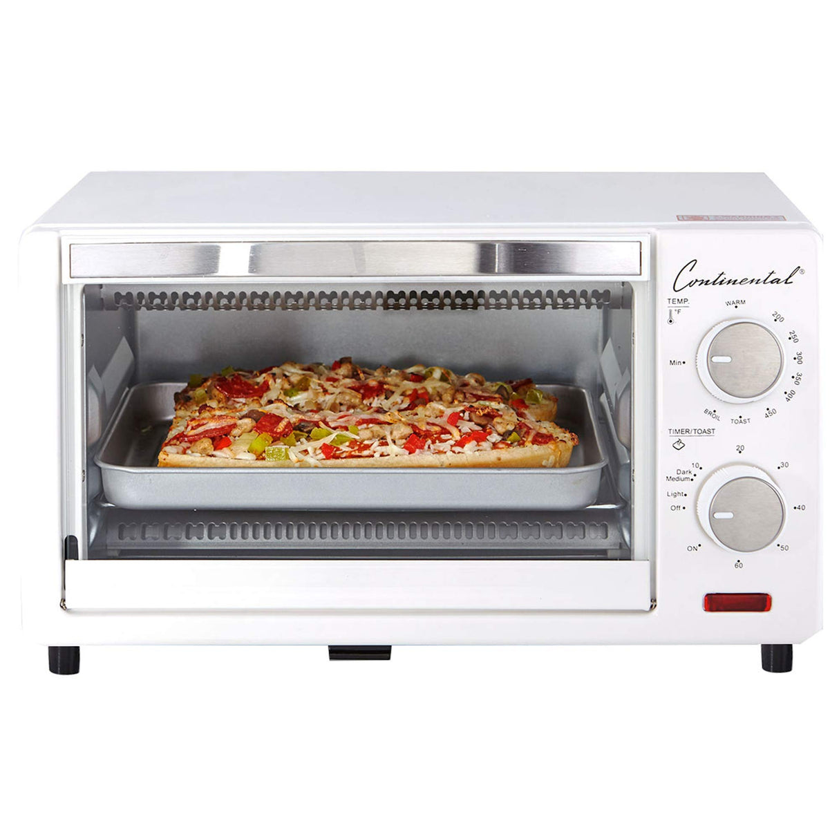 Continental Electric CE-TO101 Toaster Oven, 4 Slice, White Continental Electric