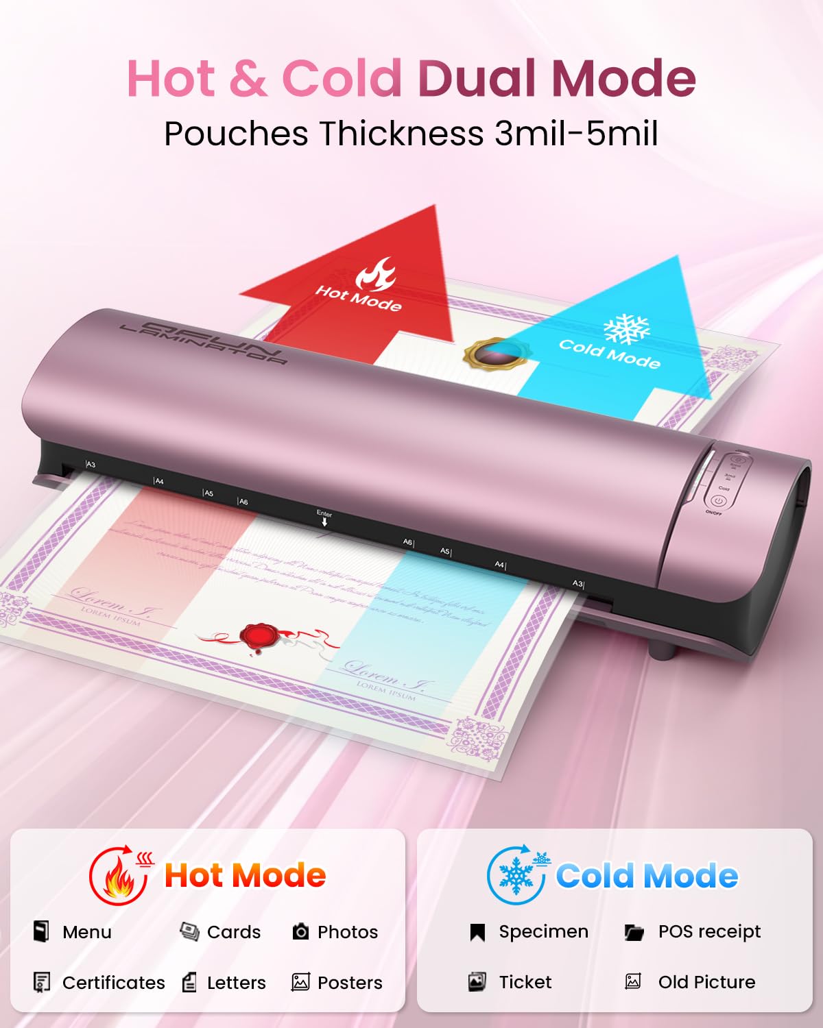 Laminator Machine Thermal Laminating Machine with Sheets 11x17 Personal Laminator for Teachers, 13 Inch Lamination Machine 60S Warm Up Office Presentation laminators, A3 Portable Paper Laminate Kit Qfun