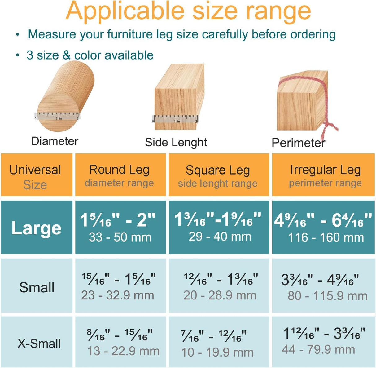 32 Pcs Chair Leg Protectors for Hardwood Floors, Silicone Felt Furniture Leg Cover Pad for Protecting Floors from Scratches and Noise, Smooth Moving for Chair Feet(Large fit : 1.3'' - 2'') OASMU