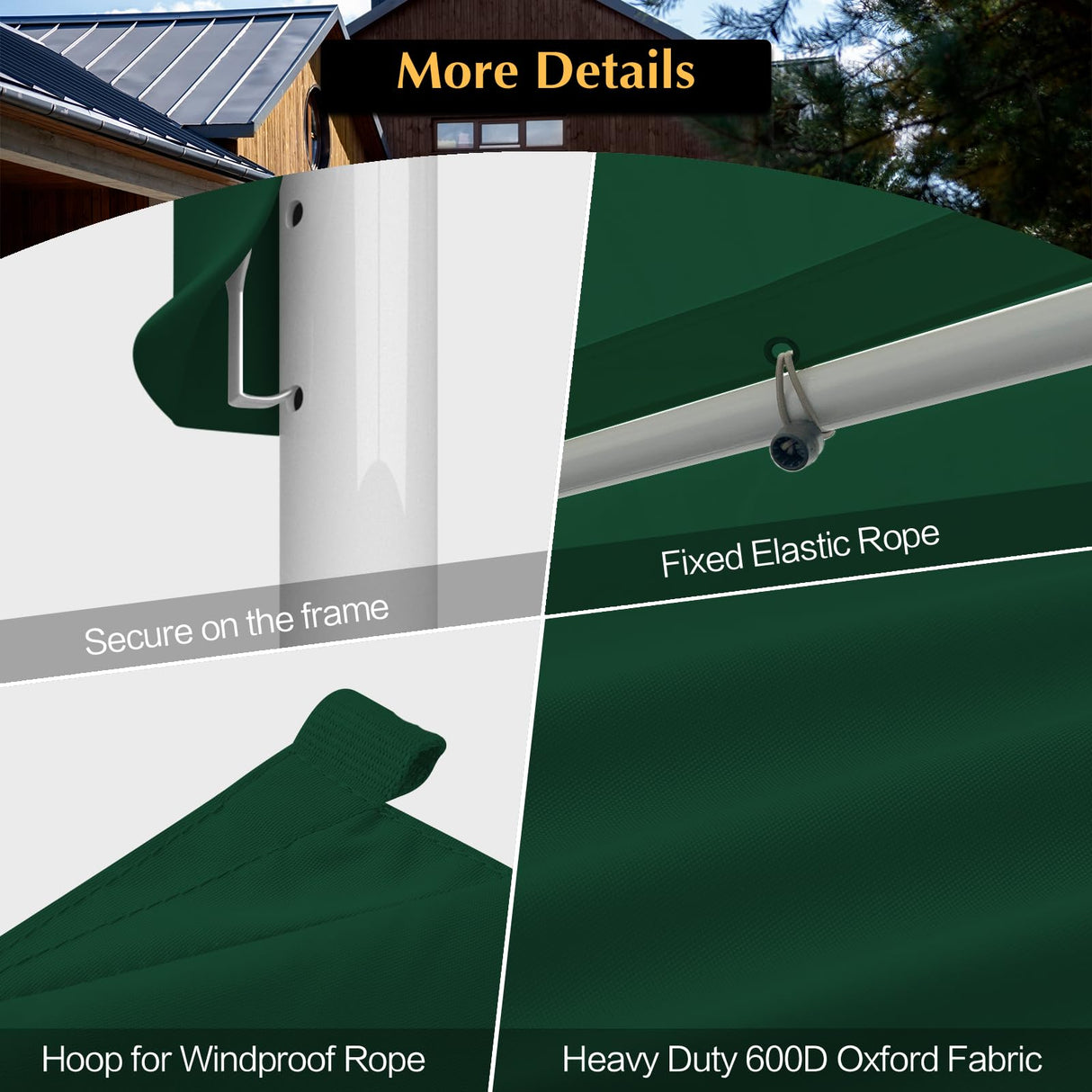 GOTRUTH 10x20 Canopy Replacement Cover, Carport Replacement Canopy Top Cover for 10' x 20' Frame, 800D Heavy Duty Waterproof & UV Protected Car Canopy with Ball Bungees (Frame is not Included) (Green) GOTRUTH