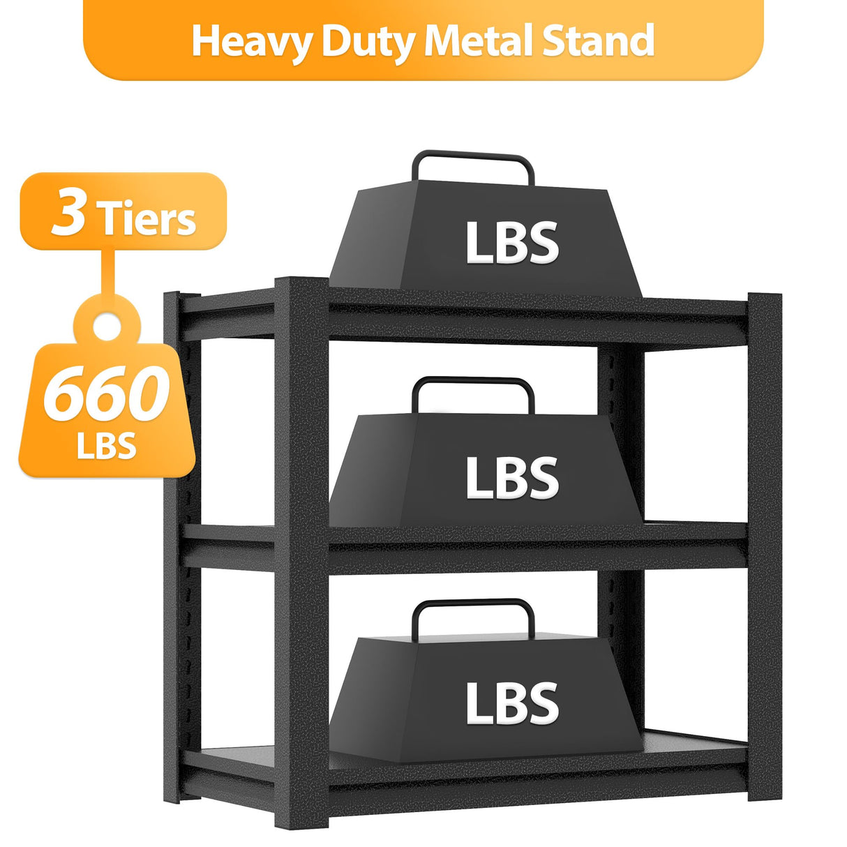 RLRO 40-50 Gallon Fish Tank Stand, Metal Aquarium Stand With 3 Tier Adjustable Storage Shelves, Heavy Duty Reptile Tank Stand, 660lbs Capacity, Tank Rack Shelf Metal Stand For Home Office (Black) RLRO
