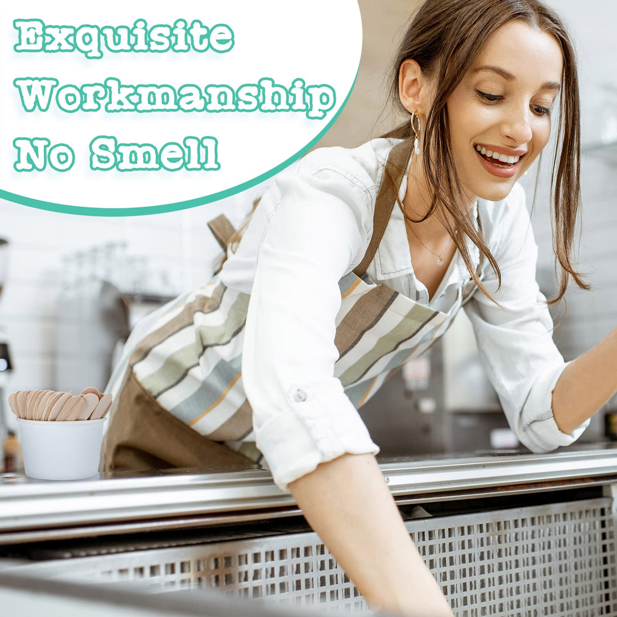 Nuogo 1500 Pcs Wooden Ice Cream Sample Spoons Bulk Disposable Honey Gelato Tasting Sticks Cutlery Mini Wood Chocolate Hot Cocoa Essential Small Wedding Dessert Spoon for Eating Sampling Craft 3 Inches Nuogo