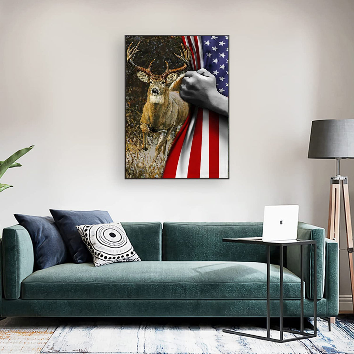 FORLAND Patriotic Diamond Painting Kits for Adults Beginners - 5D DIY Deer American Flag Full Drill Diamond Kits Painting Crafts for Home Wall Decor, Diamond Art Kits,12x16inch FORLAND