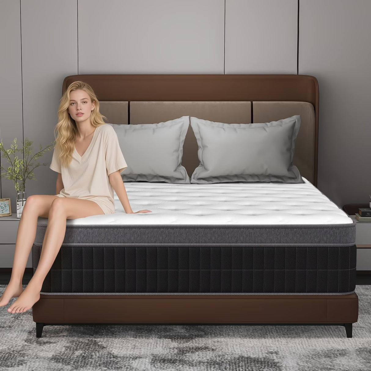 Twin Size Mattress in a Box 14 Inch Memory Foam Hybrid Mattress with Pocketed Springs Medium Firm Support Motion Isolation Edge Support 180 Night Trial Generic