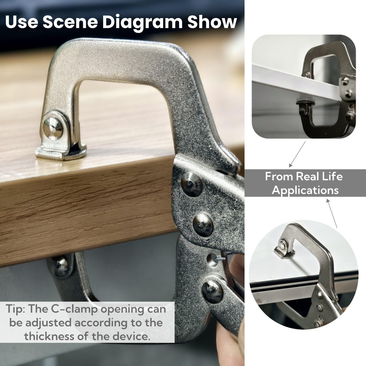 6 Inch C Clamp Locking, 6Pcs Heavy Duty Welding Clamps Pliers Set Vise Grip Clamps with Swivel Pad for Electrician Maintenance, Wood Working, Welding and Craftsmen Home Workshop Haokixin