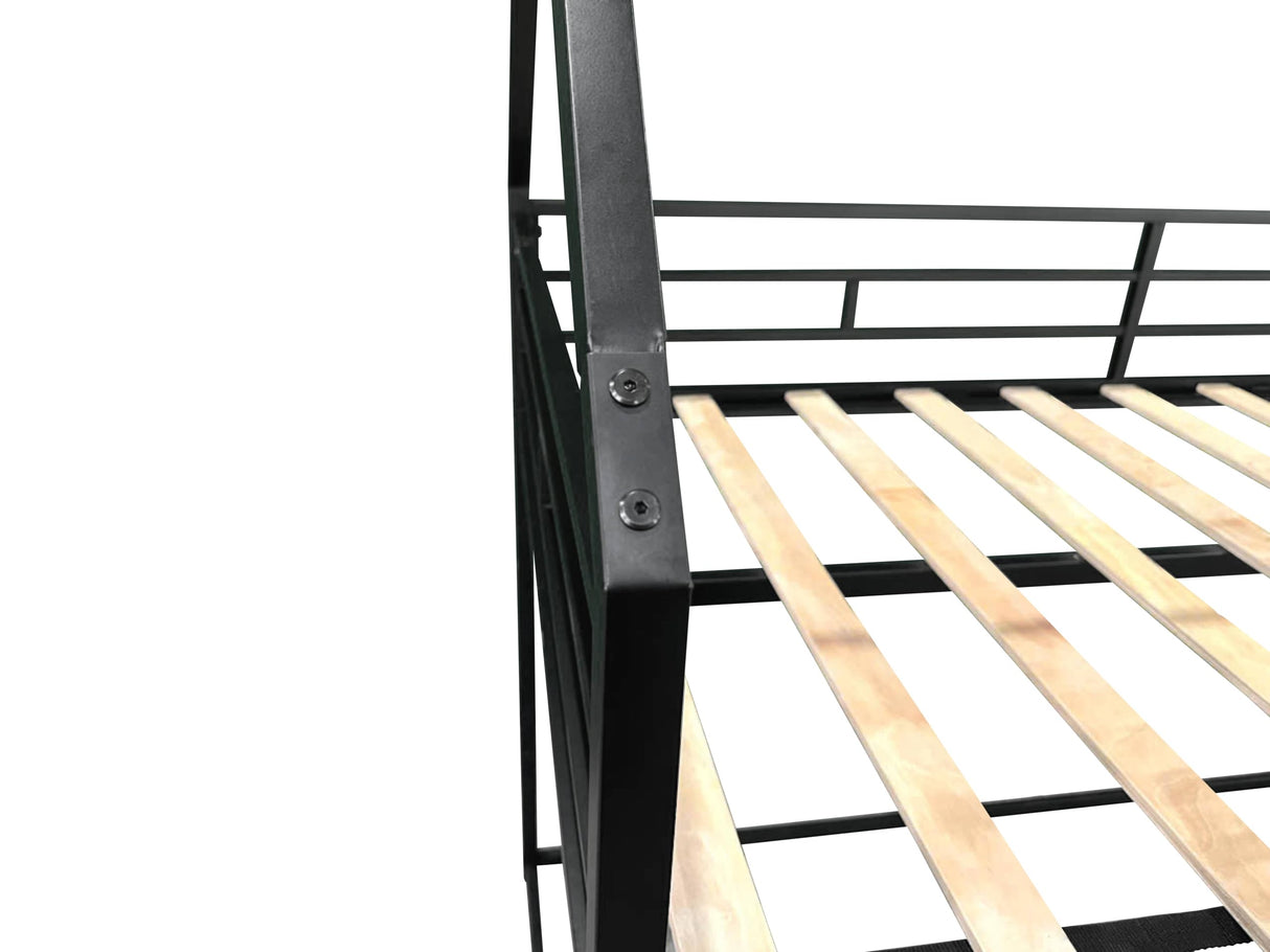 PVWIIK Twin Size House Bunk Bed with Slide & Ladder for Girls/Boys/Teens,Heavy Duty House Bunk Bed Frame w/Metal Slat Support,No Box Spring Needed,Black PVWIIK