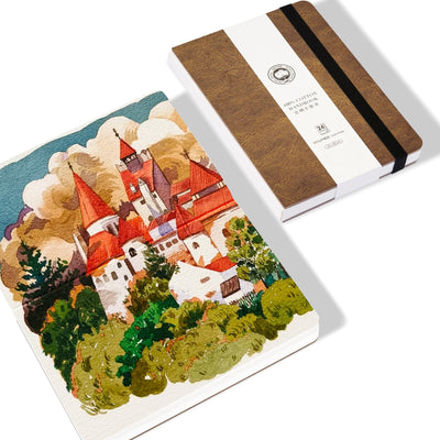 Lightwish Watercolor Journal, 100% Cotton Cold Press Watercolor Paper,140lb/300gsm Acid-Free, 24 Sheets 5.12x7.48” Sketchbook for Adults, Students