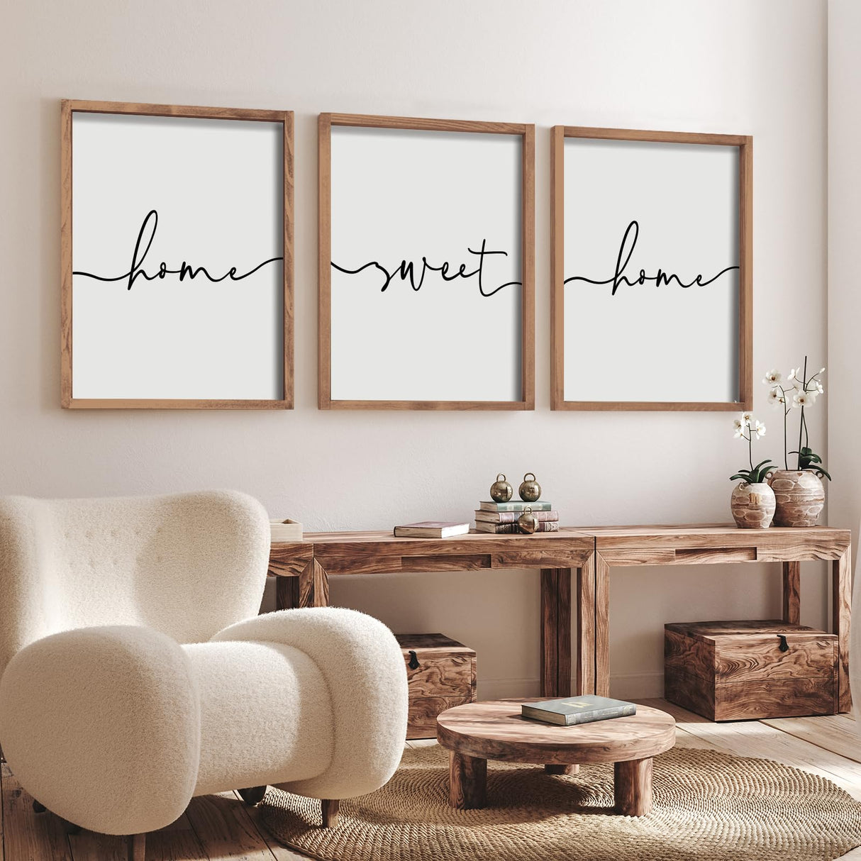 Heiple Set of 3 Framed Farmhouse Home Sweet Home Sign 11"x14" Above Bed Wall Decor for Bedroom Decor and Living Room Wall Art Wood Signs (Brown, 11''x14) Heiple