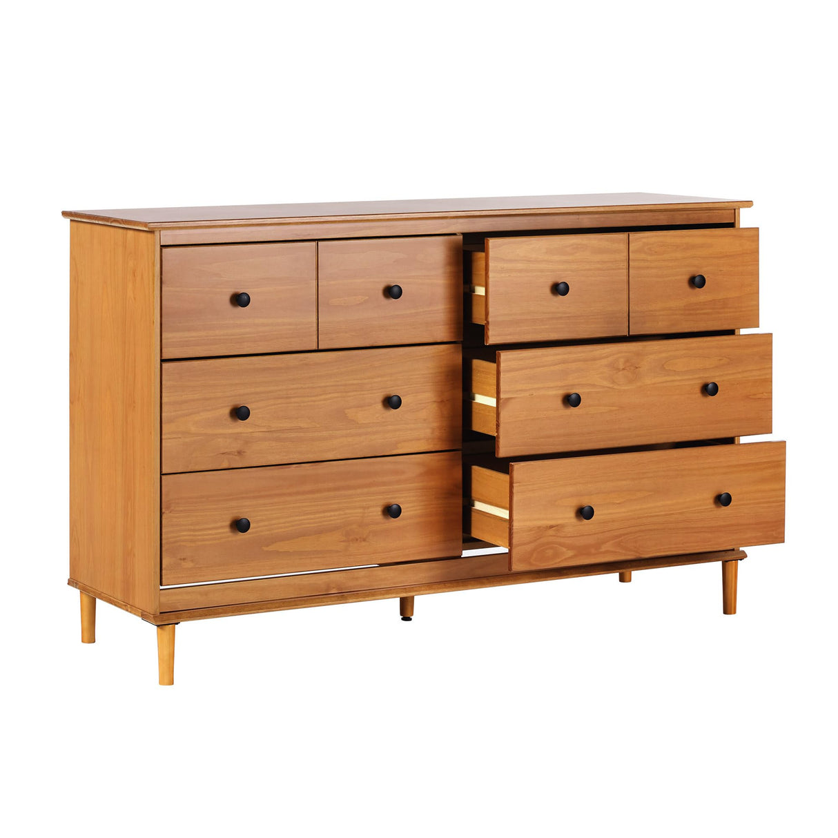 Walker Edison Modern 6-Drawer Solid Wood Dresser Bedroom Storage, 57 Inch, Caramel-T Walker Edison
