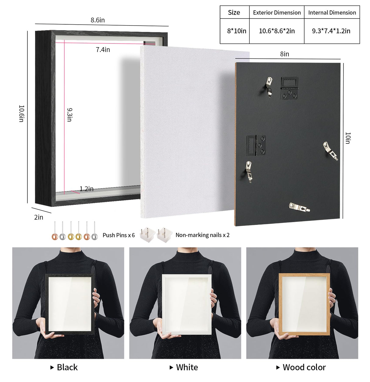 MUXIUNT 8x10 Shadow Box Picture Frame Display Case with Soft Linen Back and Thickened Panel,Black Deep Shadow Memory Box Frame 8x10 for Flower Baby Pet Wedding Photo Craft Memorial Gift MUXIUNT