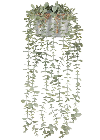 Mkono Fake Hanging Plants in Farmhouse Galvanized Pots Rustic Faux Potted Eucalyptus Greenery Indoor Artificial Plants for Book Shelf Mantel Living Room Bathroom Bedroom Home Office Decor