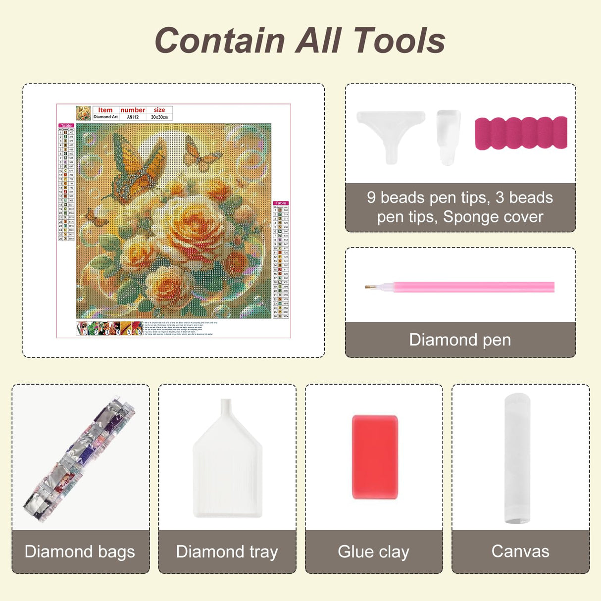 Anuver Diamond Art Flower Kits for Adults, Full Drill Rose Diamond Art Kits for Beginner, 5D DIY Diamond Painting Kits for Home Wall Decor, 12x12 Inch Anuver